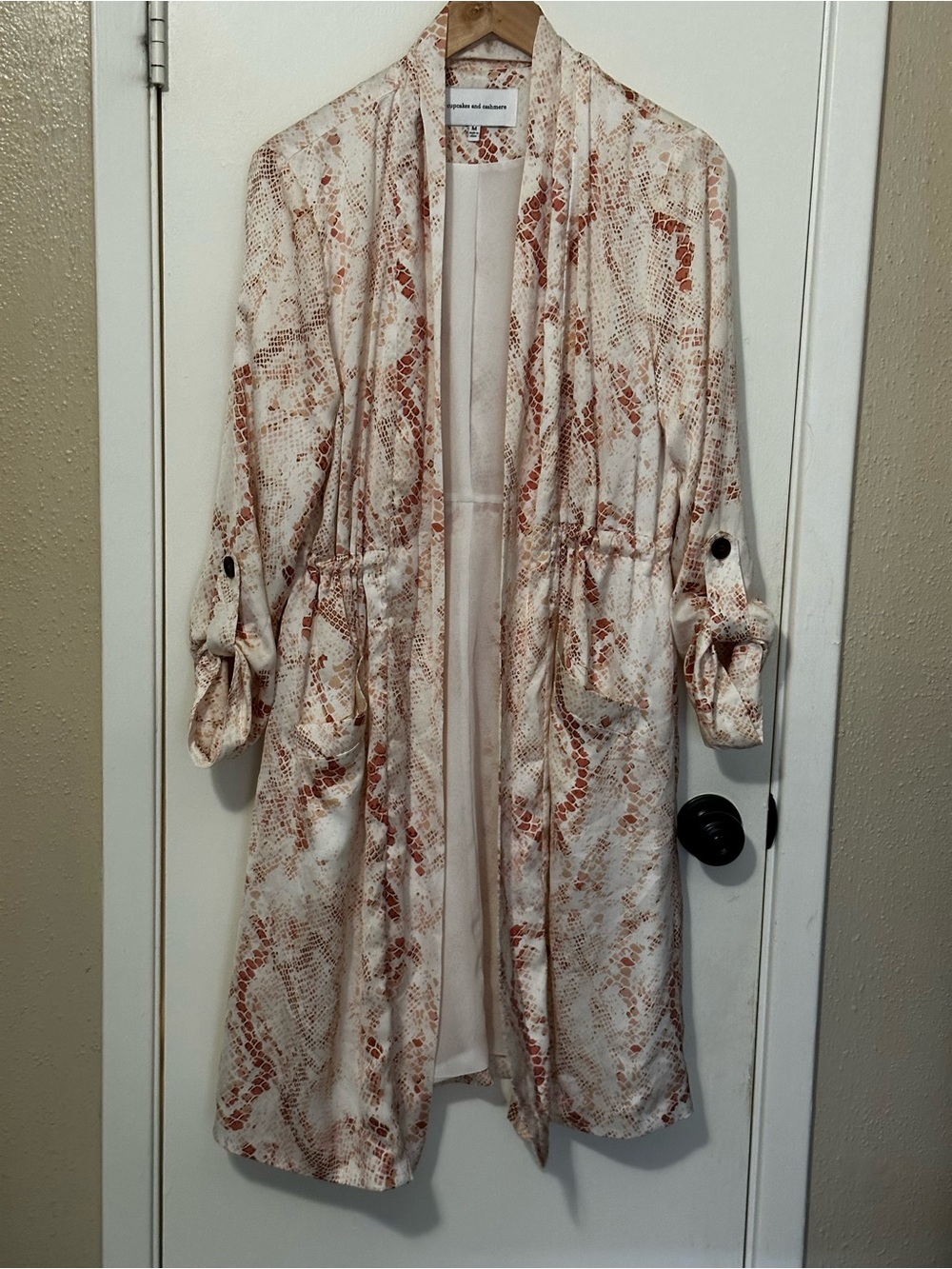 Cupcakes and Cashmere Snake Python Print Long Sleeve Duster Jacket – Size Medium